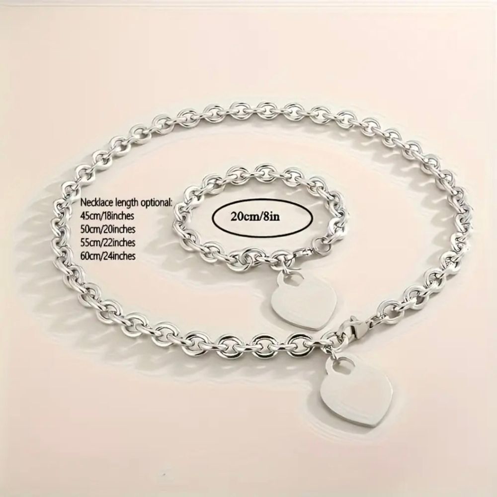 Women’s Heart Shaped Fashion Necklace Bracelet Set - Picture 5 of 5